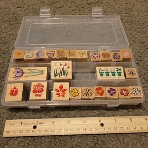 Floral Stamps in plastic case